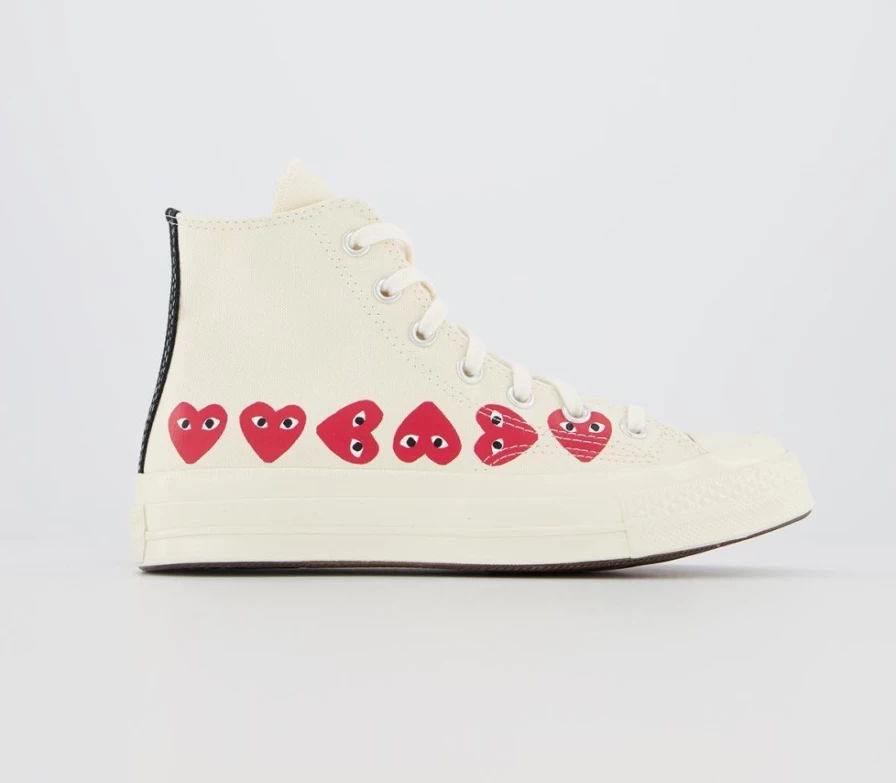 Comme Des Garcons x Converse Chuck Taylor 70 Hi Women's Off White CDG Play Trainers