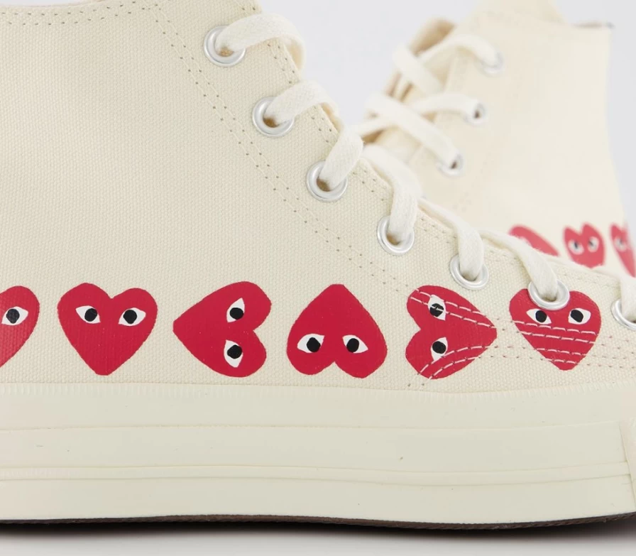 Comme Des Garcons x Converse Chuck Taylor 70 Hi Women's Off White CDG Play Trainers