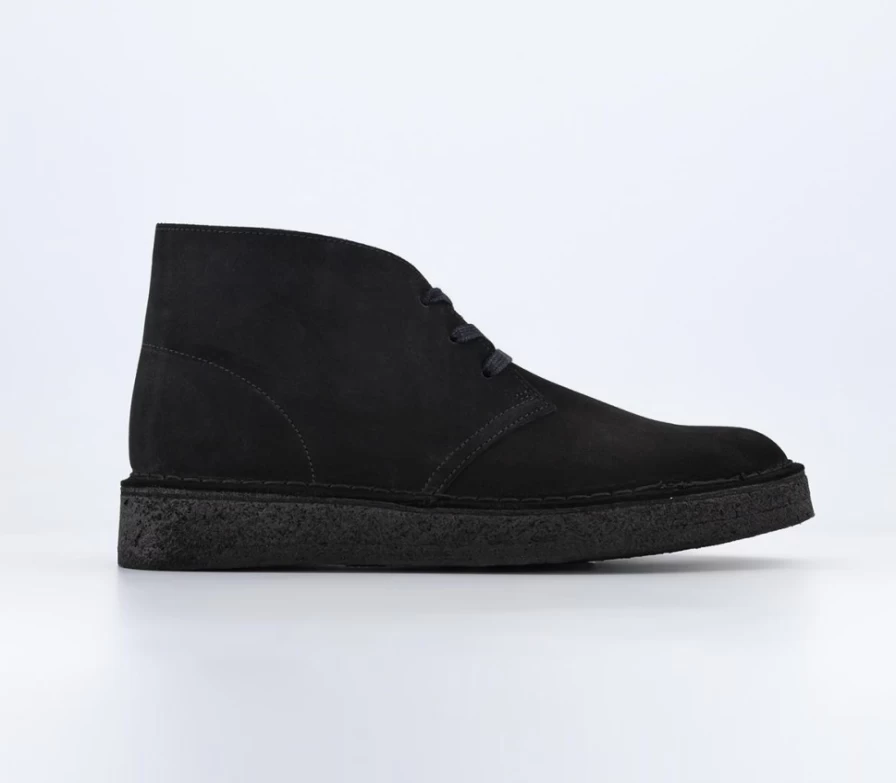 Clarks Originals Men's Desert Boots in Black Suede - Classic Leather Casual Footwear