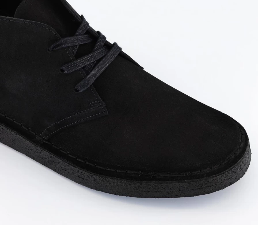 Clarks Originals Men's Desert Boots in Black Suede - Classic Leather Casual Footwear