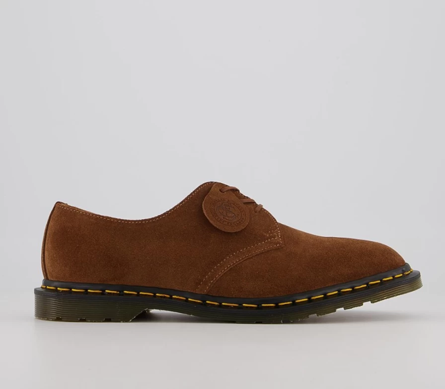 Dr. Martens Archie II 3 Eye Shoes for Men in Dark Tan Repello Calf Suede