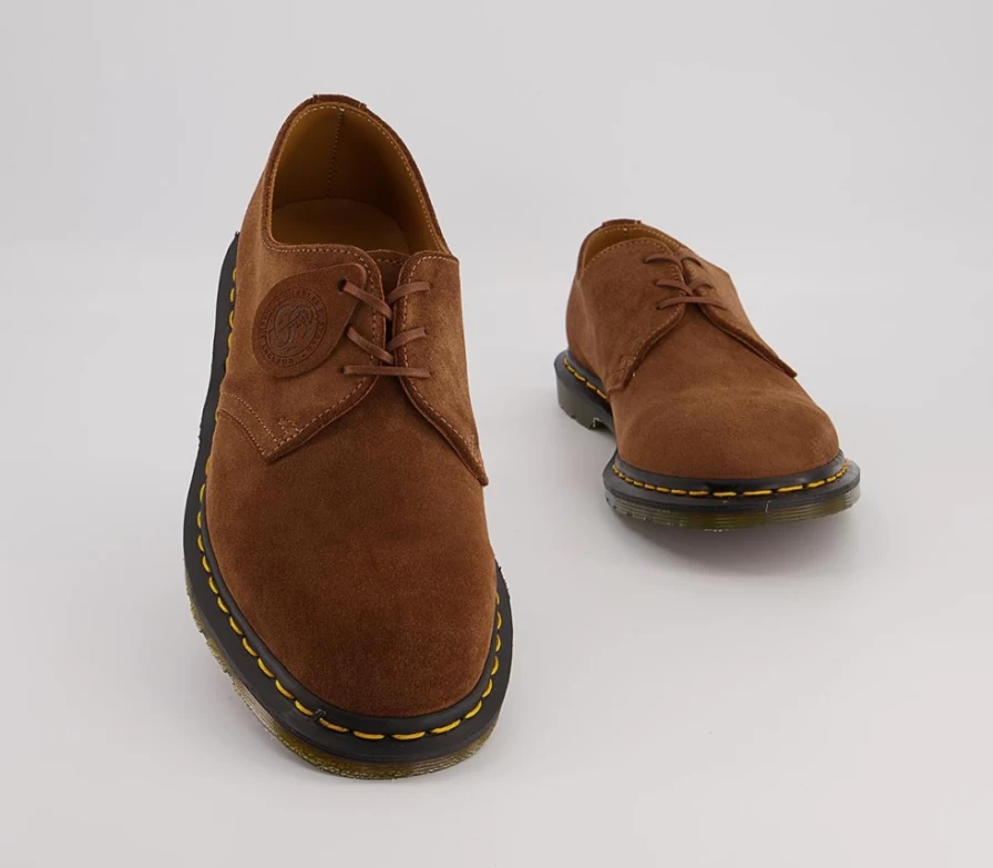Dr. Martens Archie II 3 Eye Shoes for Men in Dark Tan Repello Calf Suede