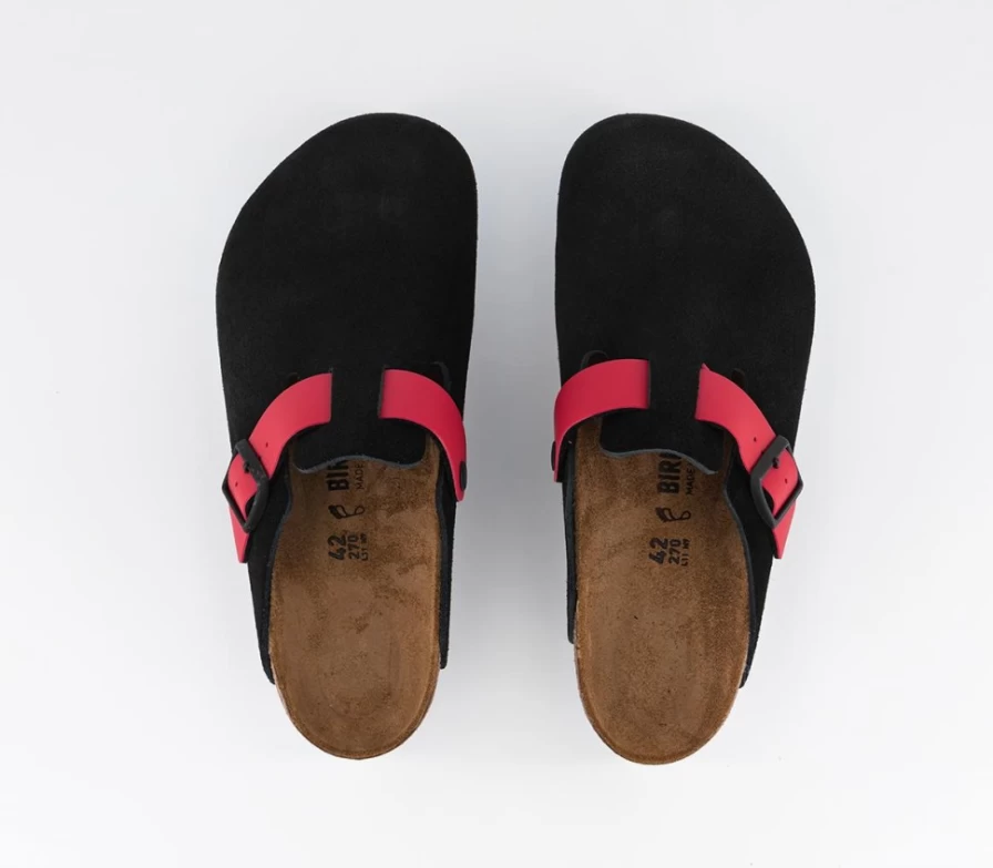 BIRKENSTOCK Boston Clogs for Men in Black Tomato - Comfortable Leather Slip-On Mules