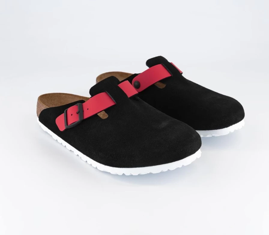 BIRKENSTOCK Boston Clogs for Men in Black Tomato - Comfortable Leather Slip-On Mules