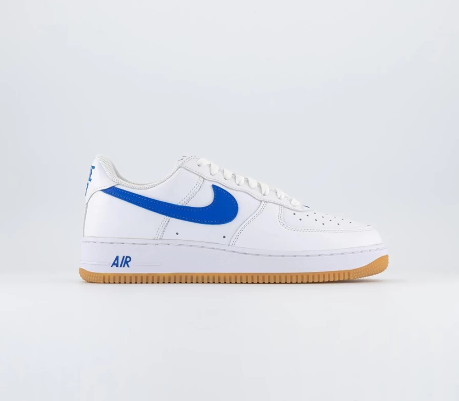 Nike Air Force 1 '07 Men's Trainers in White, Royal Blue, Gum Yellow & Metallic Gold