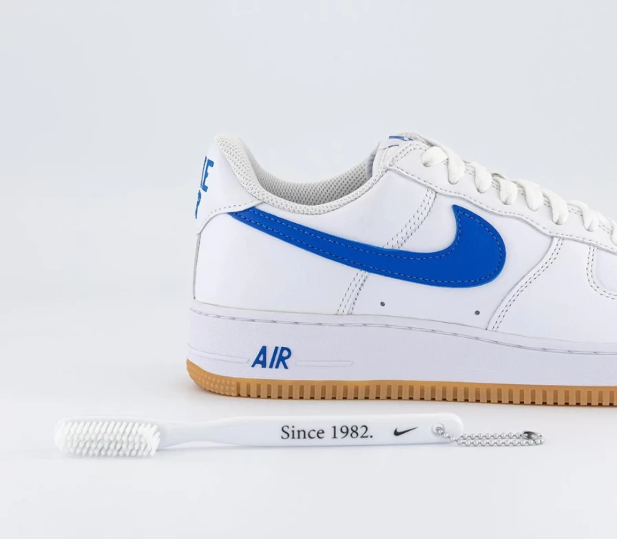 Nike Air Force 1 '07 Men's Trainers in White, Royal Blue, Gum Yellow & Metallic Gold