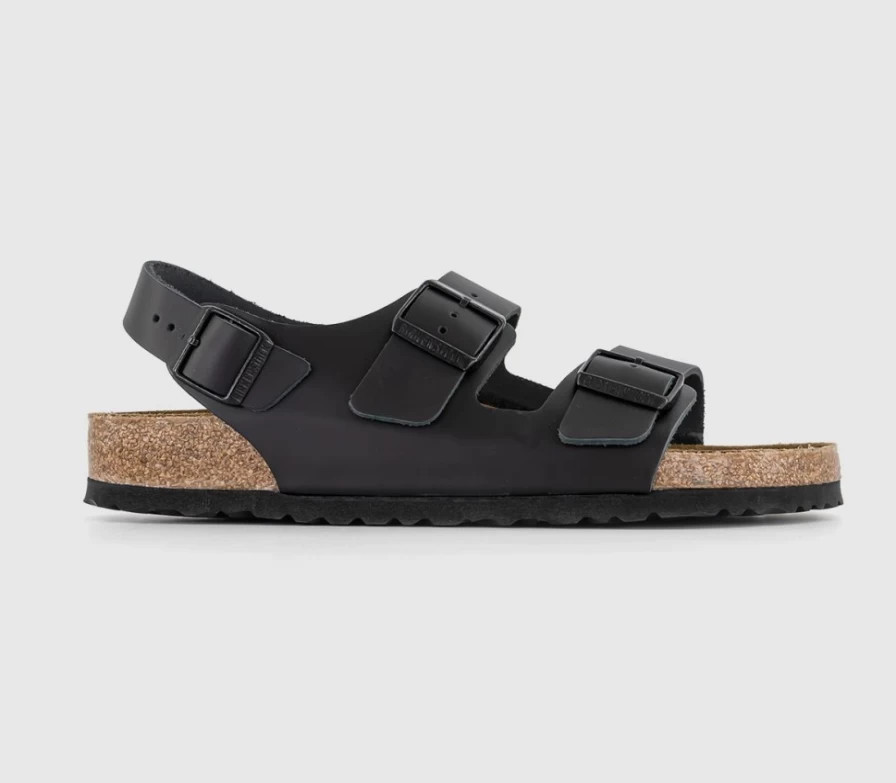 BIRKENSTOCK Milano Men's Black Leather Sandals | Comfort Footwear