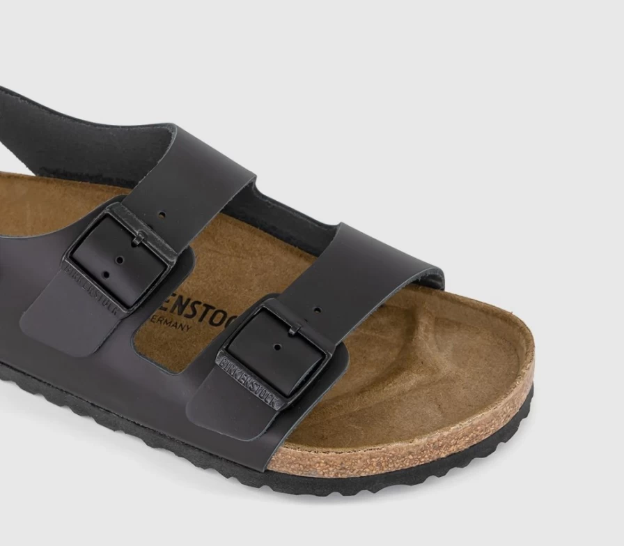 BIRKENSTOCK Milano Men's Black Leather Sandals | Comfort Footwear