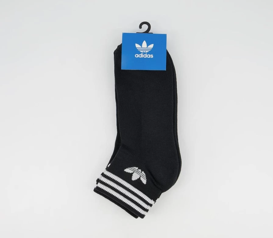Adidas Men's Trefoil 3-Pack Black Ankle Socks