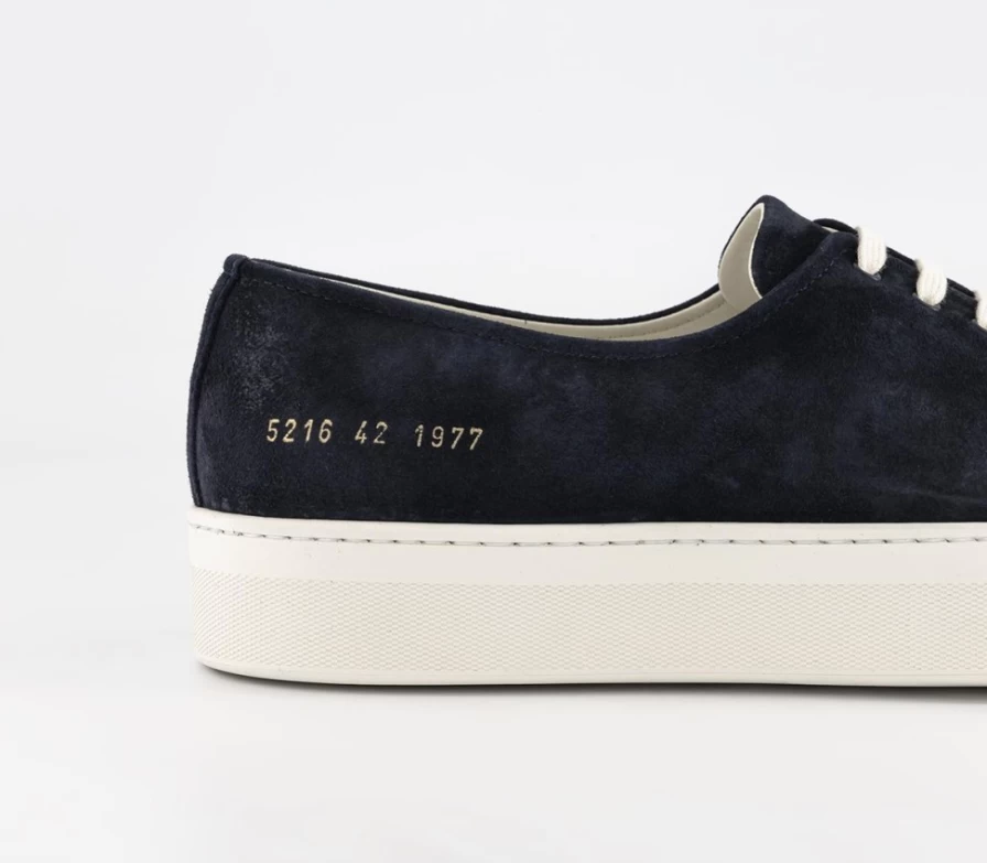 Common Projects Men's Blue Suede Four Hole Trainers