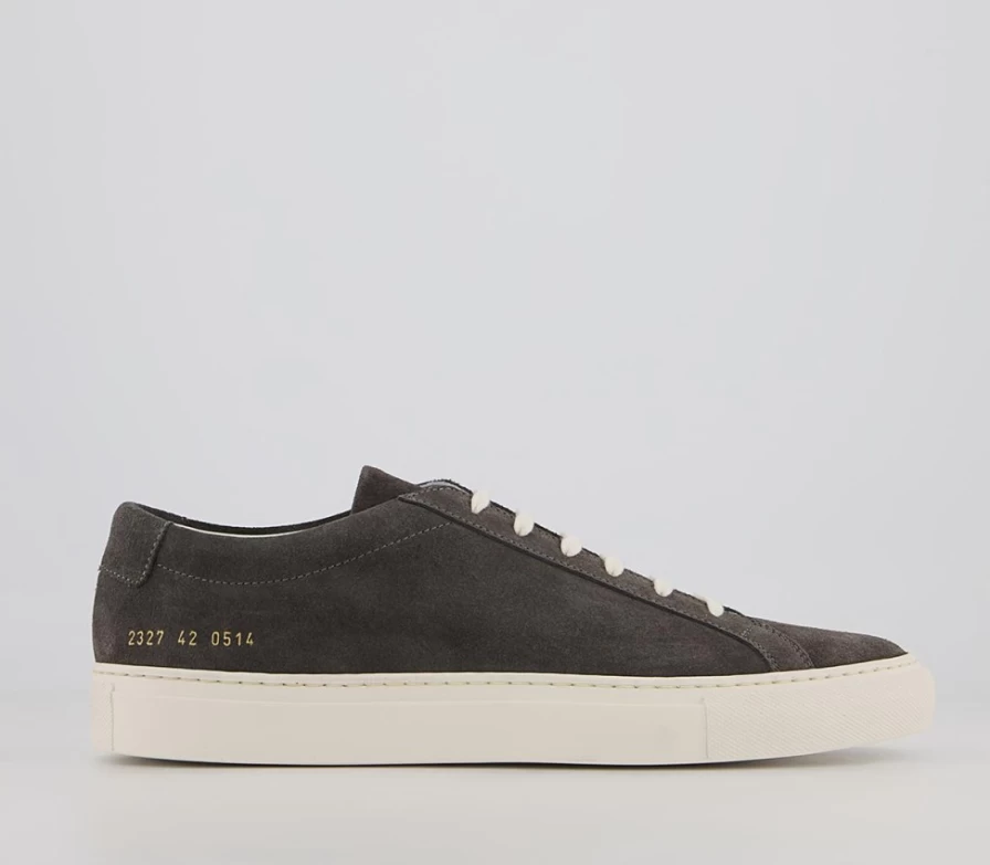 Common Projects Women's Achilles Low Trainers in Washed Black Black Suede
