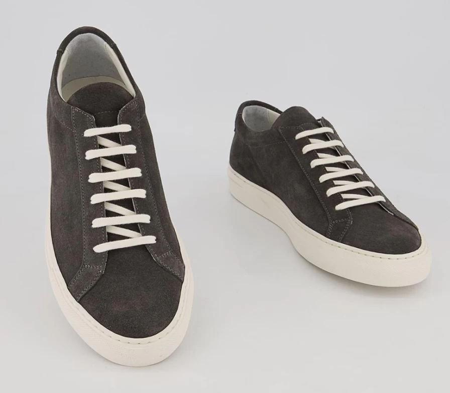 Common Projects Women's Achilles Low Trainers in Washed Black Black Suede
