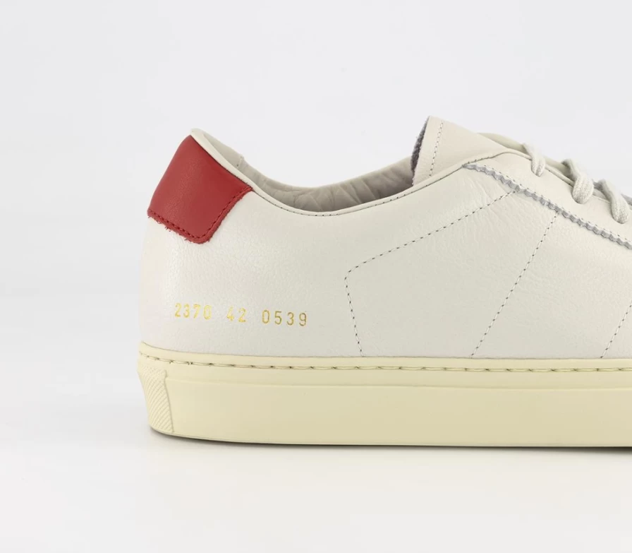 Common Projects Men's Tennis 77 Trainers in White & Red - Classic Sneakers
