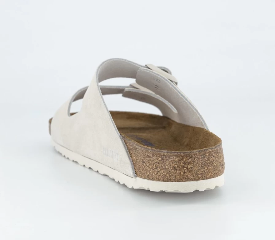 BIRKENSTOCK Arizona Two Strap Sandals for Men in Antique White Suede - Comfortable Leather Footbed Slides