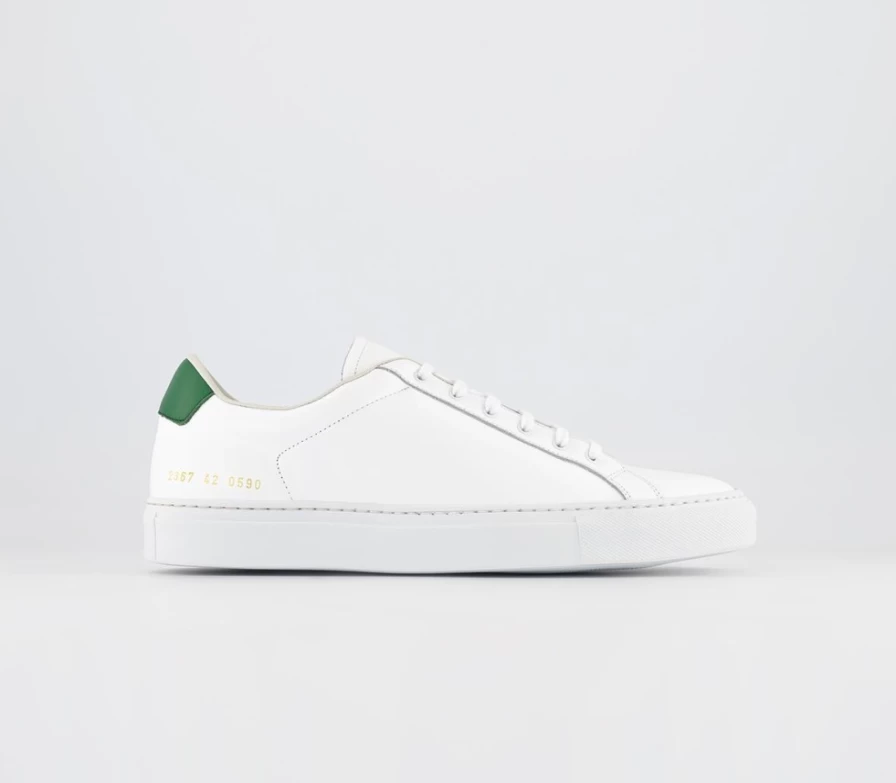 Common Projects Men's Retro Low Top Sneakers in White & Green