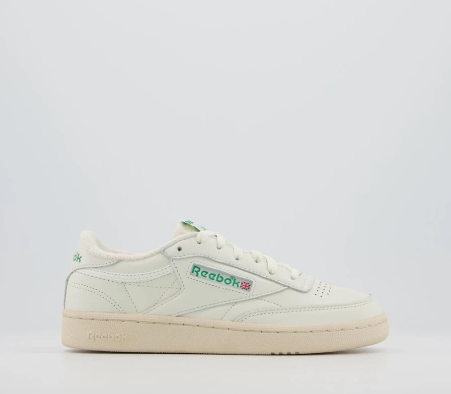 Reebok Club C 85 Vintage Men's Sneakers in Chalk/White/Green - Retro Tennis Shoes
