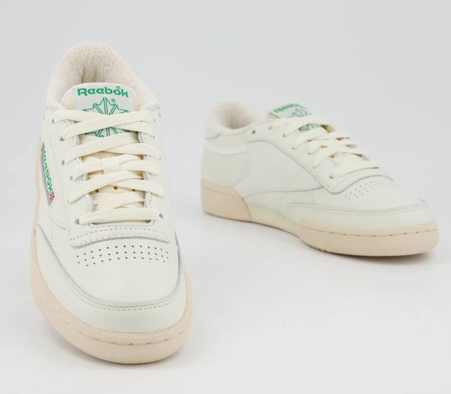 Reebok Club C 85 Vintage Men's Sneakers in Chalk/White/Green - Retro Tennis Shoes