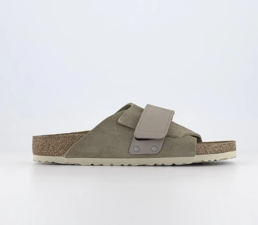 BIRKENSTOCK Kyoto Taupe Leather Sandals for Men - Comfortable Cork Footbed & Adjustable Straps