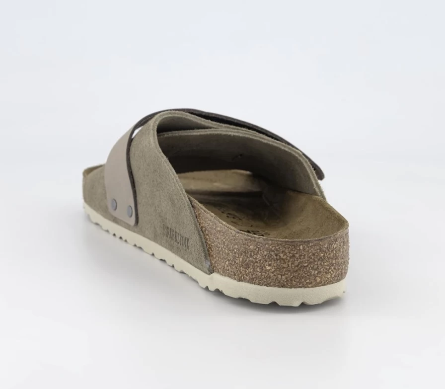 BIRKENSTOCK Kyoto Taupe Leather Sandals for Men - Comfortable Cork Footbed & Adjustable Straps