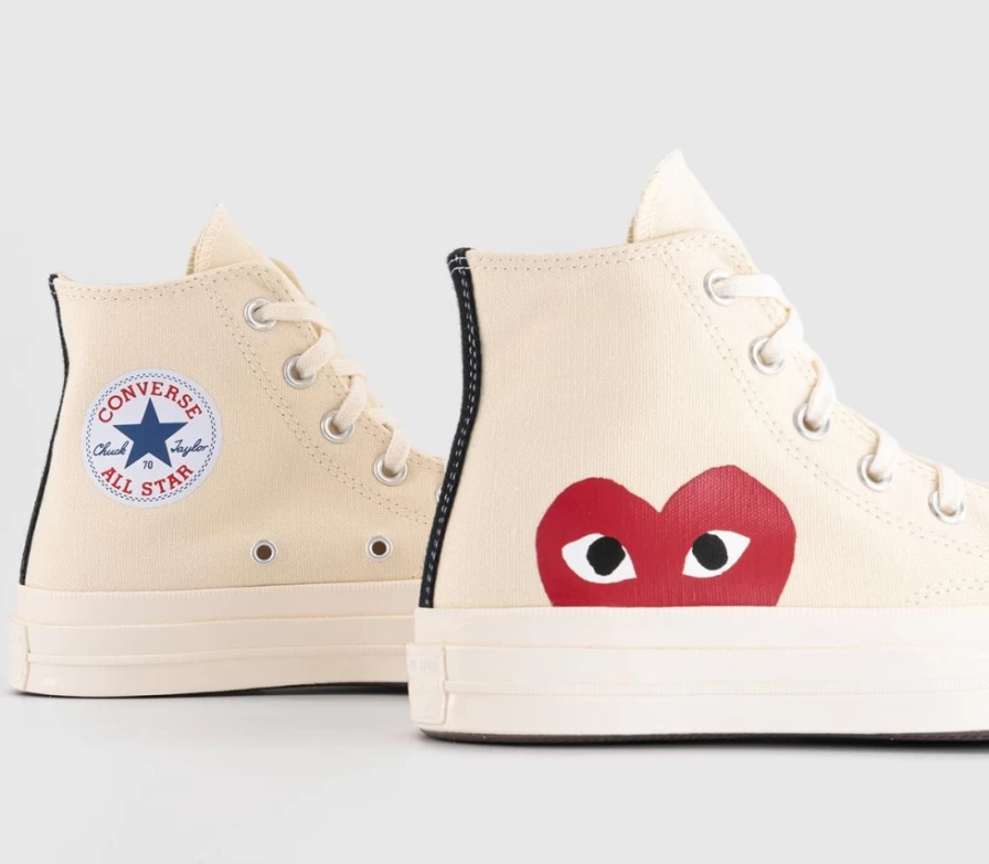 Comme Des Garcons x Converse Chuck Taylor 70 Hi Play CDG Beige Women's Sneakers