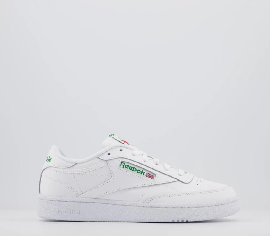 Reebok Club C 85 Men's Trainers in White Green - Classic Retro Sneakers
