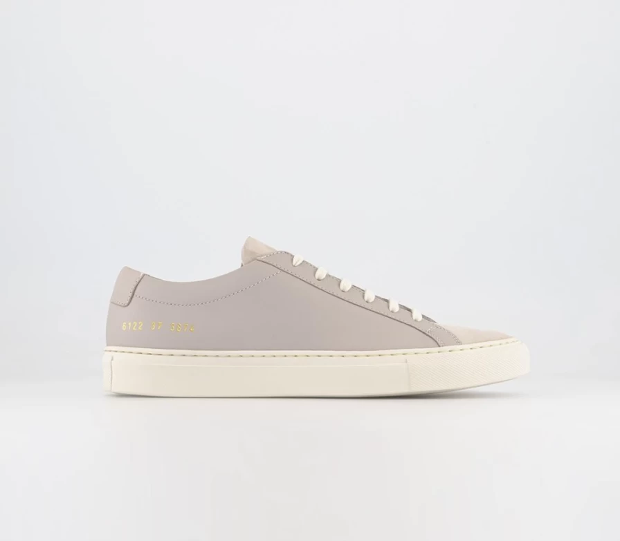 Common Projects Women's Achilles Low Top Trainers in Warm Grey Suede & Leather