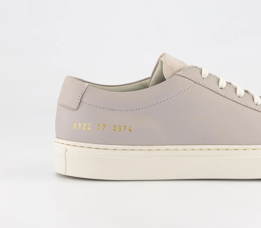 Common Projects Women's Achilles Low Top Trainers in Warm Grey Suede & Leather