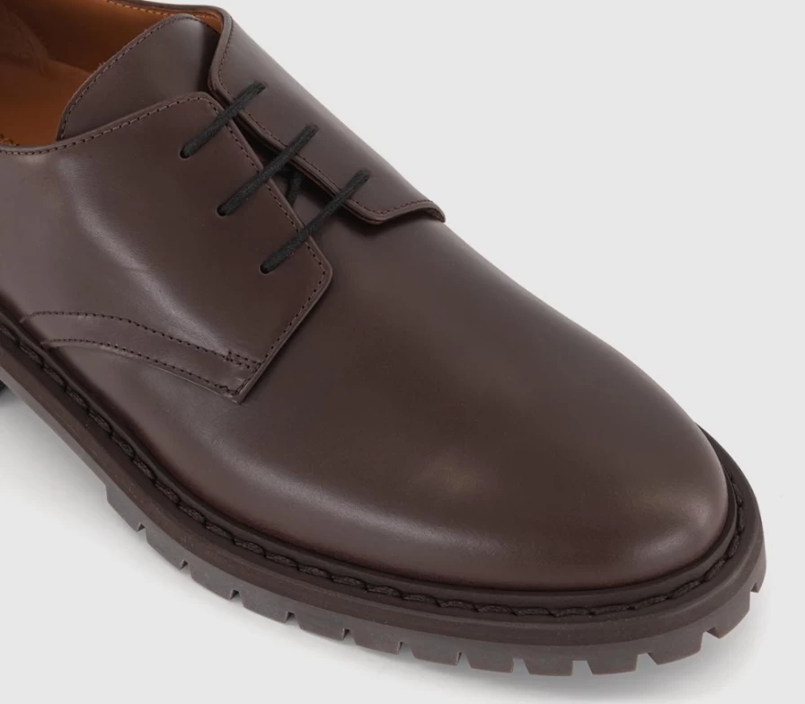 Common Projects Men's Brown Leather Officers Derby Shoes – Classic Style & Comfort