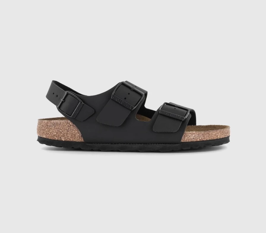 BIRKENSTOCK Milano Men's Black Leather Sandals – Comfort Footbed & Adjustable Straps