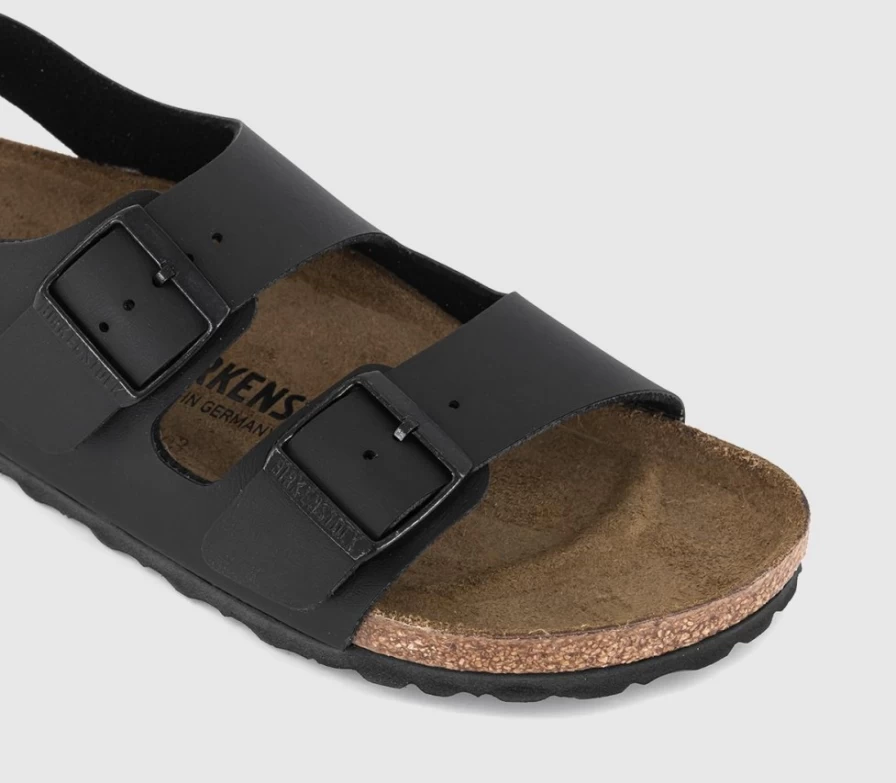 BIRKENSTOCK Milano Men's Black Leather Sandals – Comfort Footbed & Adjustable Straps
