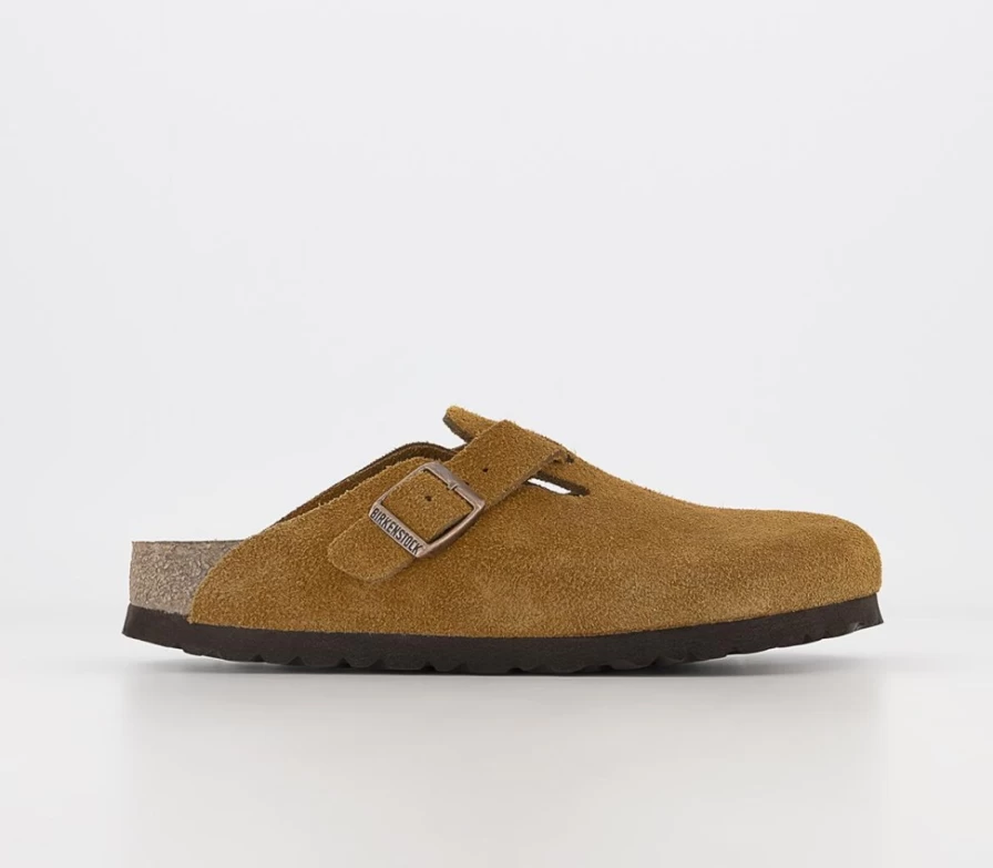 BIRKENSTOCK Boston Clogs for Men in Mink Suede - Comfortable Unisex Cork Footbed Sandals