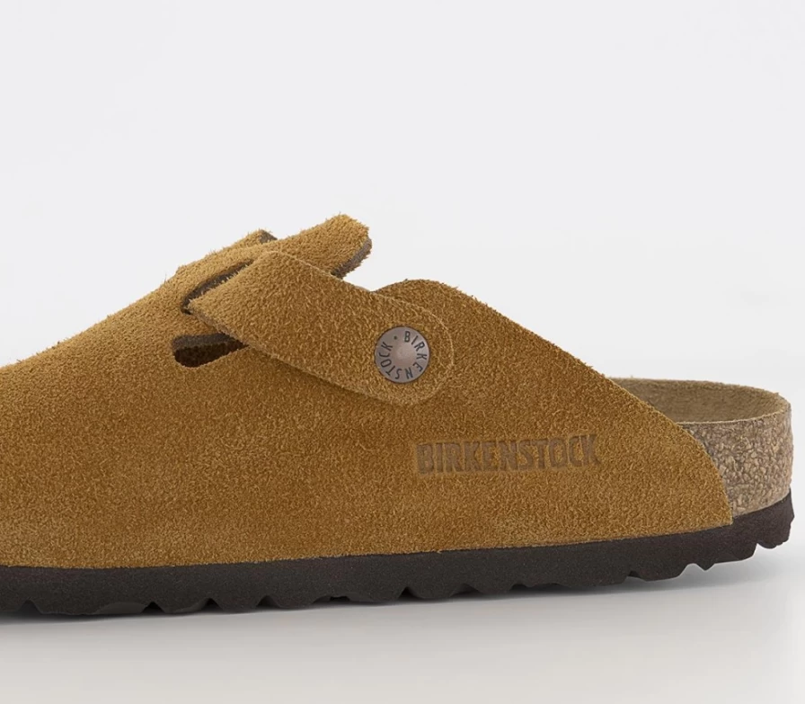 BIRKENSTOCK Boston Clogs for Men in Mink Suede - Comfortable Unisex Cork Footbed Sandals