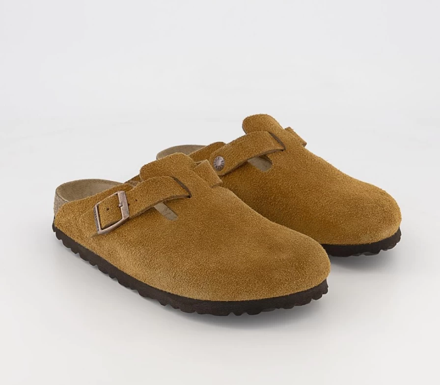 BIRKENSTOCK Boston Clogs for Men in Mink Suede - Comfortable Unisex Cork Footbed Sandals