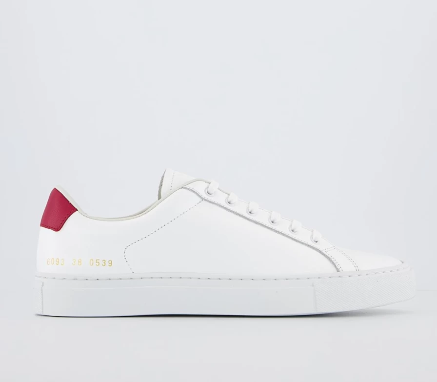Common Projects Women's Retro Low Top Sneakers in White & Red