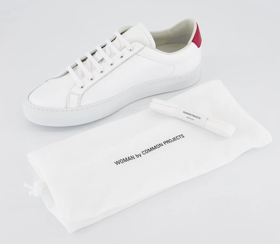 Common Projects Women's Retro Low Top Sneakers in White & Red