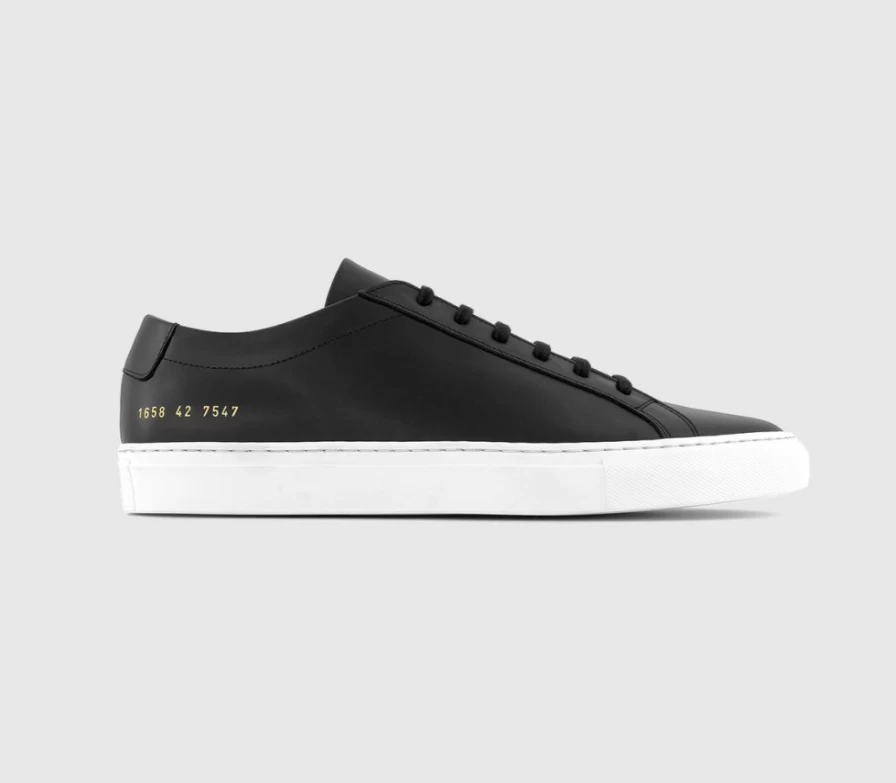 Common Projects Women's Achilles Low Top Leather Sneakers in Black & White