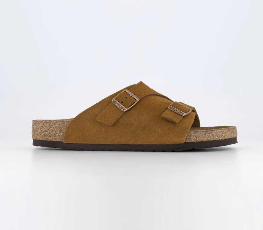 BIRKENSTOCK Zurich Men's Mink Suede Leather Sandals – Comfort Footbed Slip-On