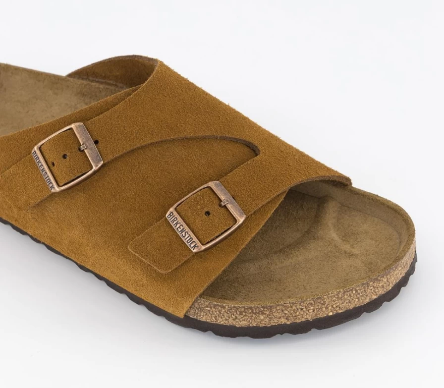 BIRKENSTOCK Zurich Men's Mink Suede Leather Sandals – Comfort Footbed Slip-On