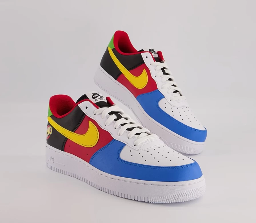 Nike Air Force 1 07 Men's Trainers in White, Yellow Zest & University Red Colorway
