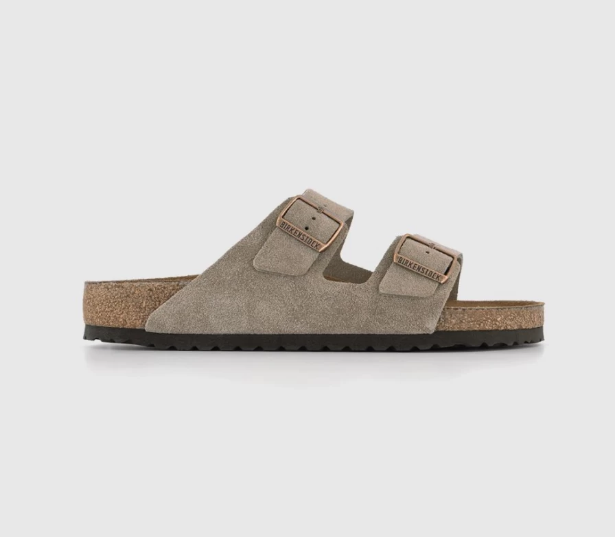 BIRKENSTOCK Arizona Taupe Two-Strap Sandals for Men - Comfortable Leather Footbed