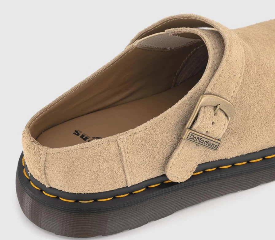 Dr. Martens Isham Buckle Mules for Men in Parchment Desert Oasis Suede