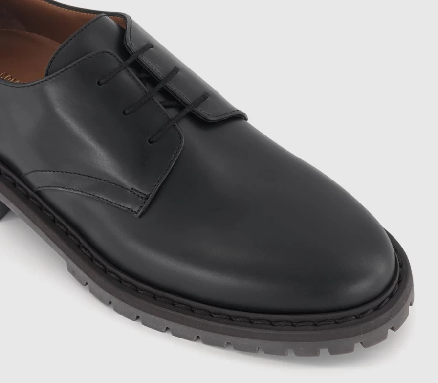Common Projects Men's Black Leather Officers Derby Shoes