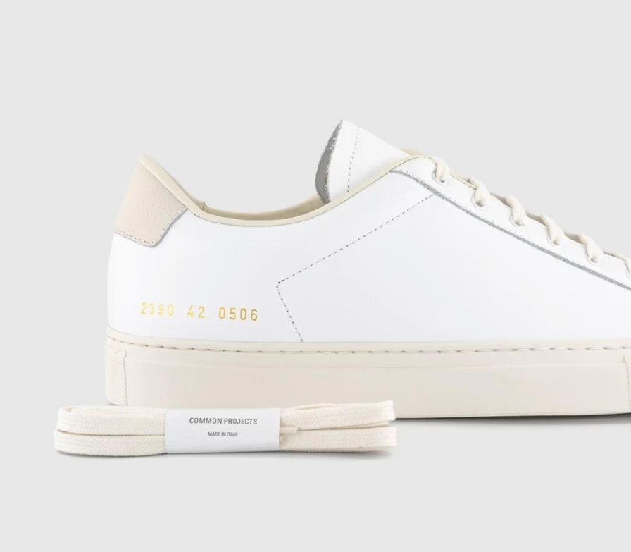Common Projects Men's Retro Low Top White Leather Sneakers