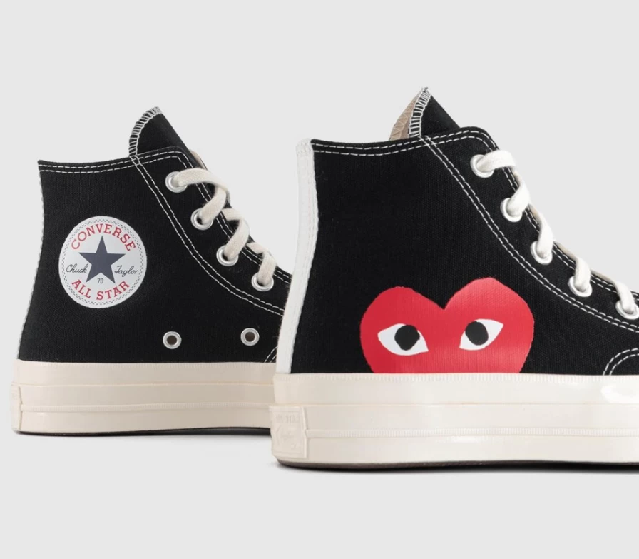 Comme Des Garcons x Converse Chuck Taylor 70 Hi Top Black Play CDG Women's Sneakers