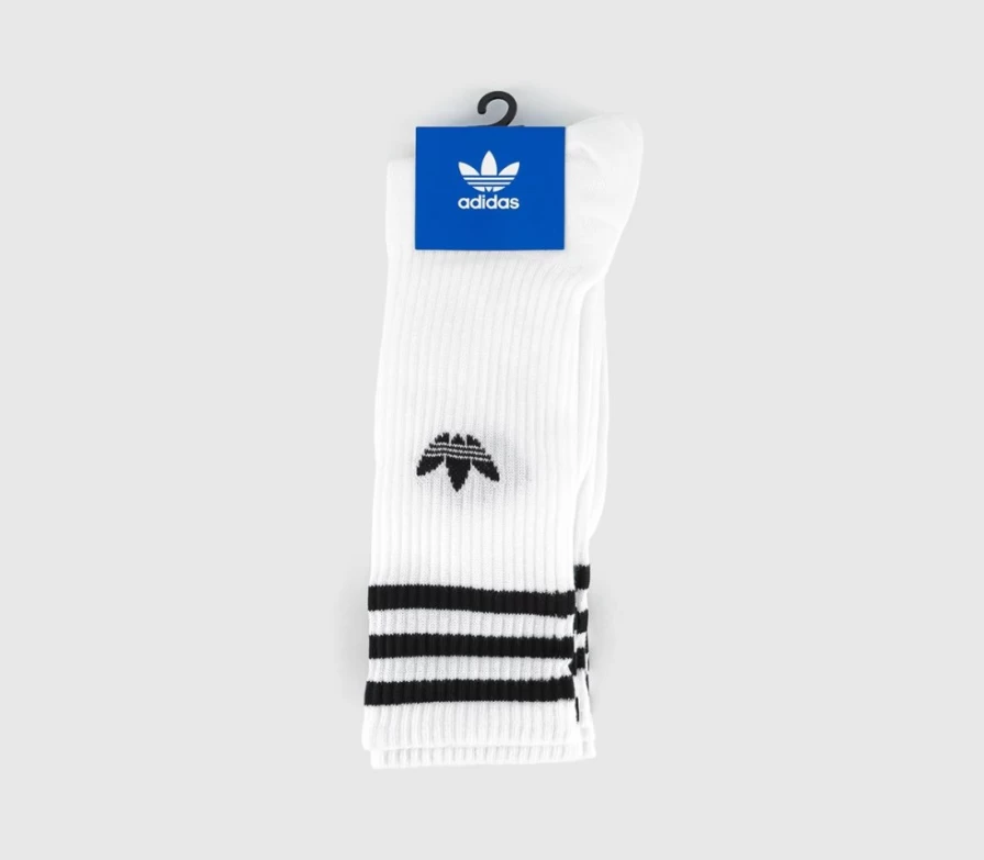Adidas Men's Crew Socks 3-Pack - White & Black Athletic Socks for Sports & Casual Wear
