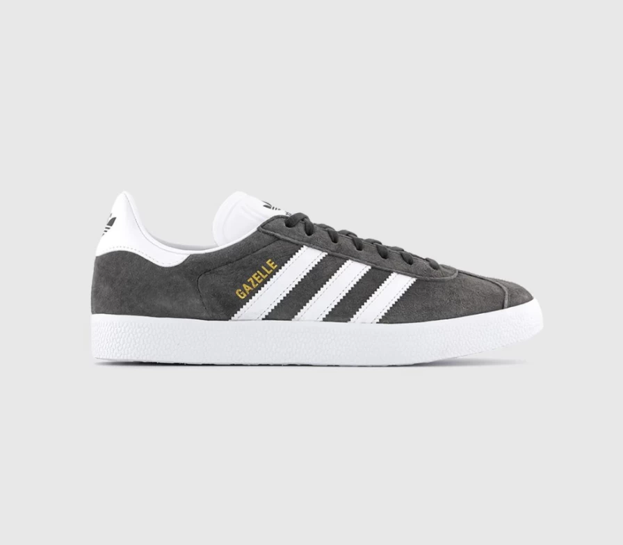 Adidas Women's Gazelle Trainers in Dgh Solid Grey, White, and Gold Metallic