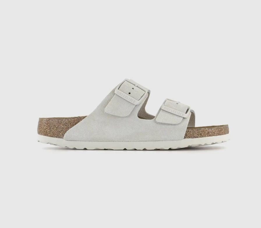 BIRKENSTOCK Arizona Two Strap Sandals for Men in Antique White Suede | Comfortable Leather Footbed Slides