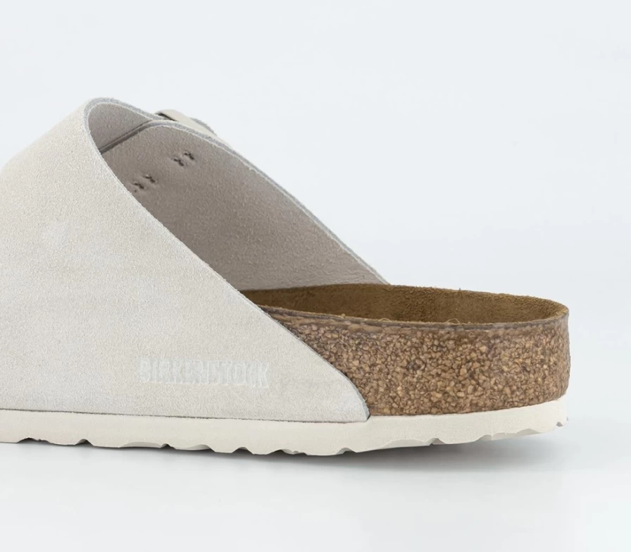 BIRKENSTOCK Arizona Two Strap Sandals for Men in Antique White Suede | Comfortable Leather Footbed Slides