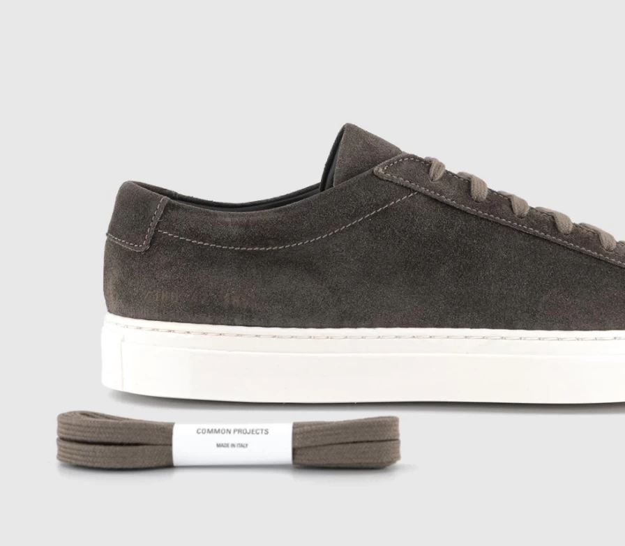 Common Projects Achilles Low Warm Grey Waxed Suede Men's Sneakers