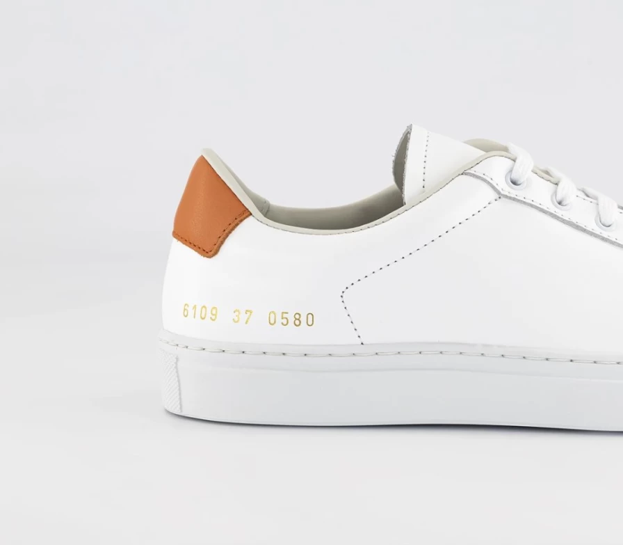 Common Projects Men's Retro Low Top Sneakers in White & Orange